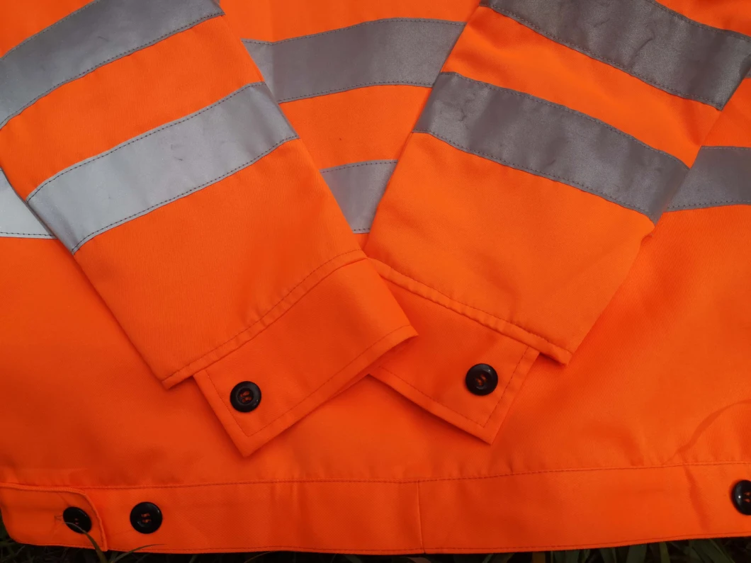 Safety Workwear with Reflective Tape Hi-VI Workwear Jacket and Pants T/C Fabric Working Clothing
