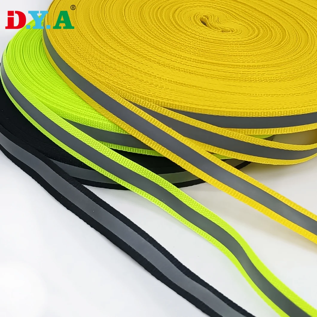 Whosale Low MOQ Multi Color Polyester Webbing with Reflective Tape for Tent Safety Garment