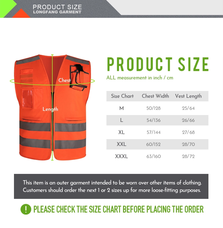 New Design Security Engineer Work Wear Hi VI Construction Safety Vest with Pocket